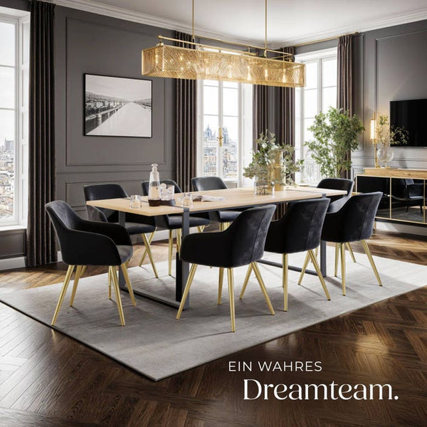 6er Set Stuhl Marilyn, schwarz/gold