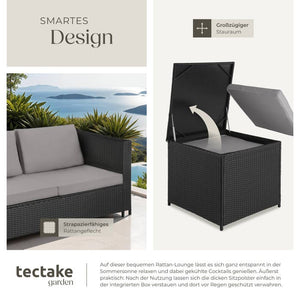 Rattan Lounge Siena schwarz/grau