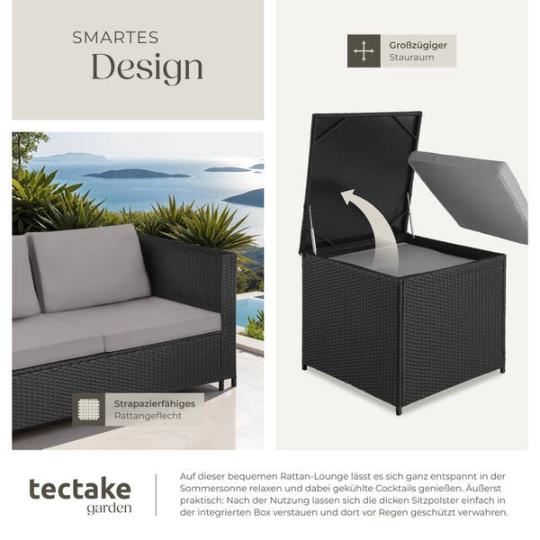 Rattan Lounge Siena schwarz/grau
