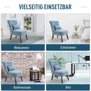 Relaxsessel mit Rückenkissen Sessel Fernsehsessel Erhöhte Füsse Leinen Blau