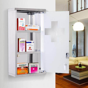 Medizinschrank 3 Ablagen abschliessbar Edelstahl