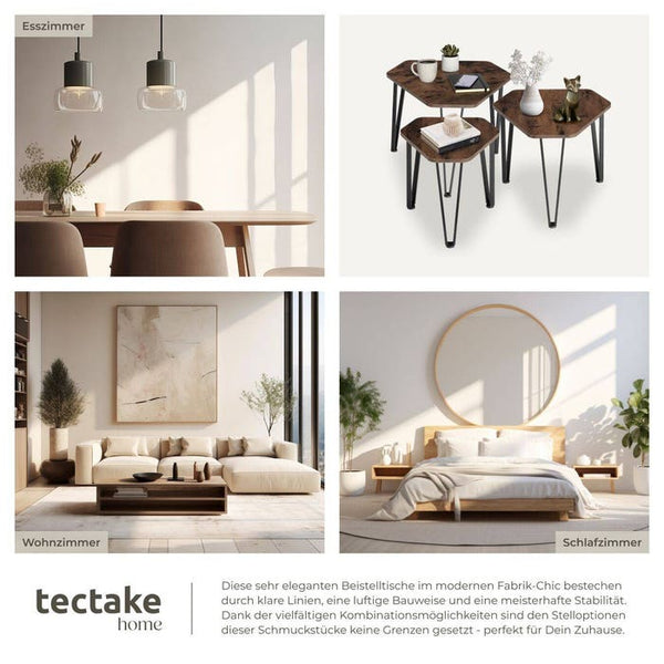 Beistelltisch-Set Torquay Industrial Holz dunkel, rustikal
