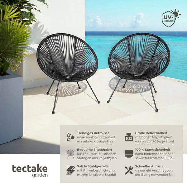 2 chaises de jardin Santana - noires 