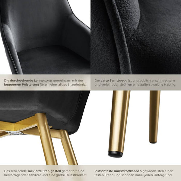 6er Set Stuhl Marilyn, schwarz/gold