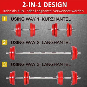Hantelset Verstellbare 20KGS Langhantel & Kurzhantel