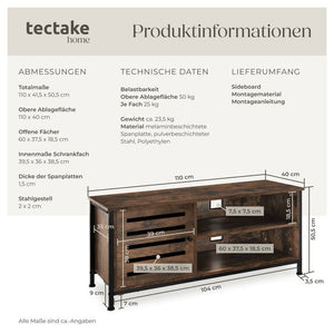 TV-Board Galway Industrial Holz dunkel, rustikal