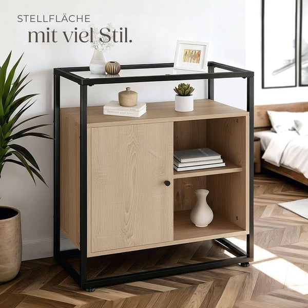Kommode Conventry 70x38x80,5cm Industrial Holz hell, Eiche Sonoma