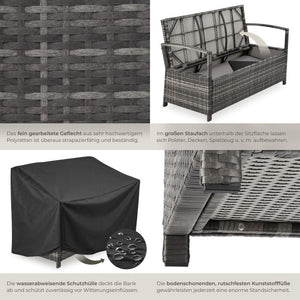 Rattan-Gartenbank Vecchia 2-Sitzer mit Stauraum grau