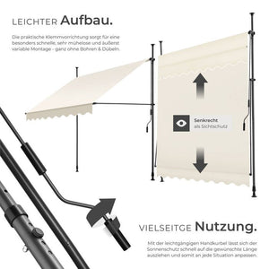 Klemmmarkise beige 200 x 180 cm