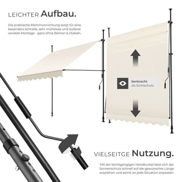 Klemmmarkise beige 200 x 180 cm