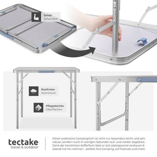 Camping Klapptisch aus Aluminium 75x55x60cm