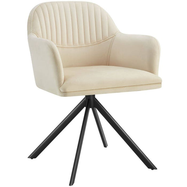 Samt-Drehstuhl Lona creme/schwarz pro Stück