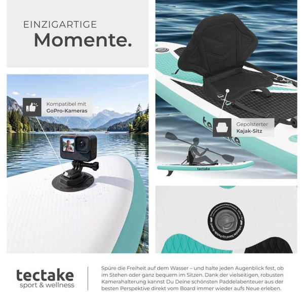 Stand-Up Paddle Board 2in1 Zenon weiss/türkis 288 cm mit Kamerahalterung
