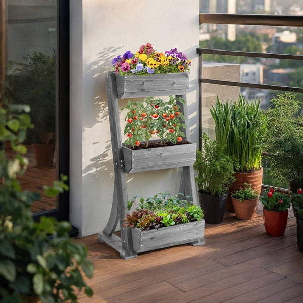 Vertikalbeet Flora grau 60 x 49 x 140 cm