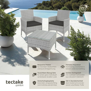 Rattan Gartenset Luzern 2+1 - hellgrau