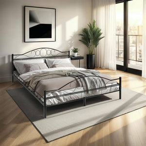Metallbett mit Lattenrost im romantischen Design schwarz/schwarz 200 x 180 cm