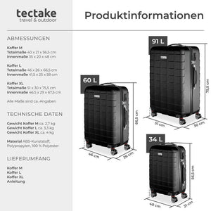 Trolley Set 3-tlg. aus Hartschale, schwarz