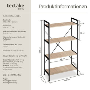 Regal Leeds Industrial Holz hell, Eiche Sonoma