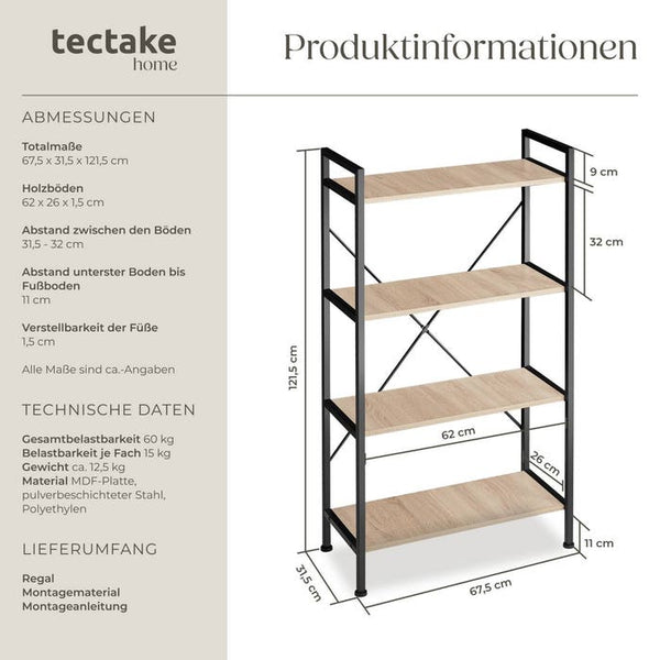 Regal Leeds Industrial Holz hell, Eiche Sonoma