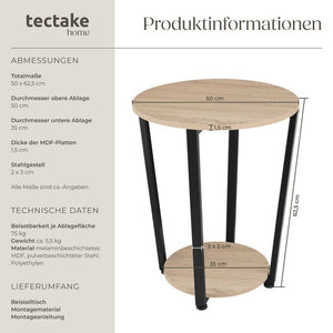 Beistelltisch Swindon Industrial Holz hell, Eiche Sonoma