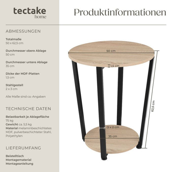 Beistelltisch Swindon Industrial Holz hell, Eiche Sonoma
