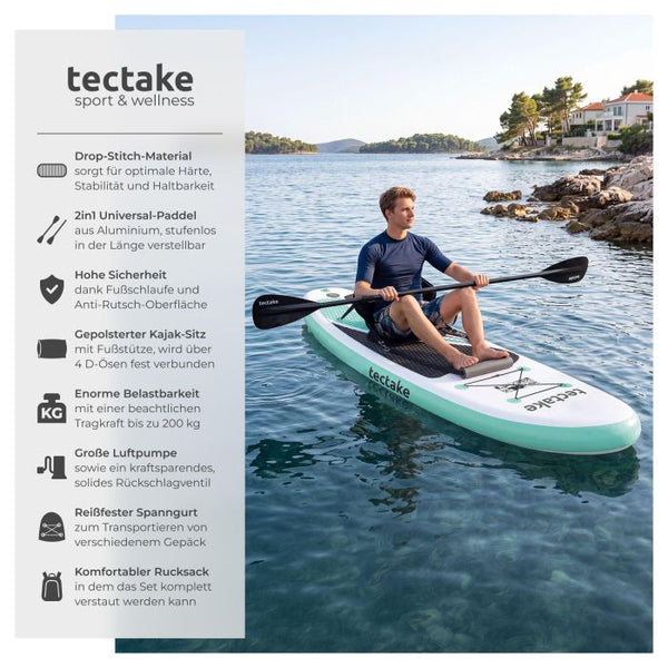 Stand-Up Paddle Board 2in1 Zenon weiss/türkis 288 cm ohne Kamerahalterung