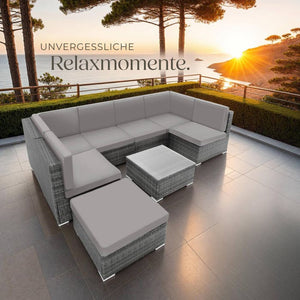 Rattan Lounge Venedig grau