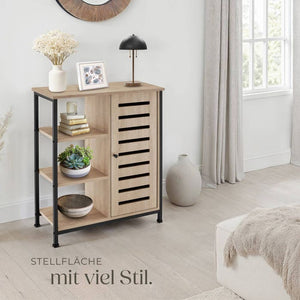 Sideboard Industrial Holz hell, Eiche Sonoma Türanschlag rechts