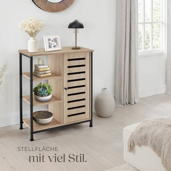 Sideboard Industrial Holz hell, Eiche Sonoma Türanschlag rechts
