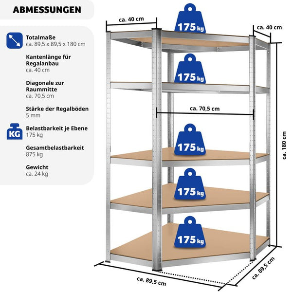 Schwerlastregal 180 x 89,5 x 89,5 cm, 875 kg