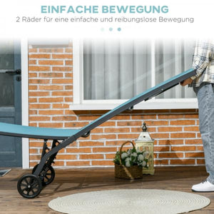 Sonnenliege, 5-stufig verstellbare Rücklehne, atmungsaktiver Stoff, blau