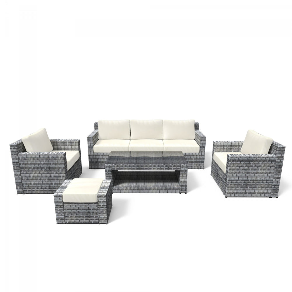 Rattan lounge "Manila", grey