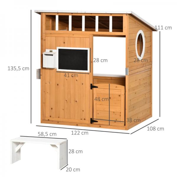Spielhaus Holz Kinderspielhaus Briefkasten Outdoor Gartenspielhaus mit Blumentopfrack