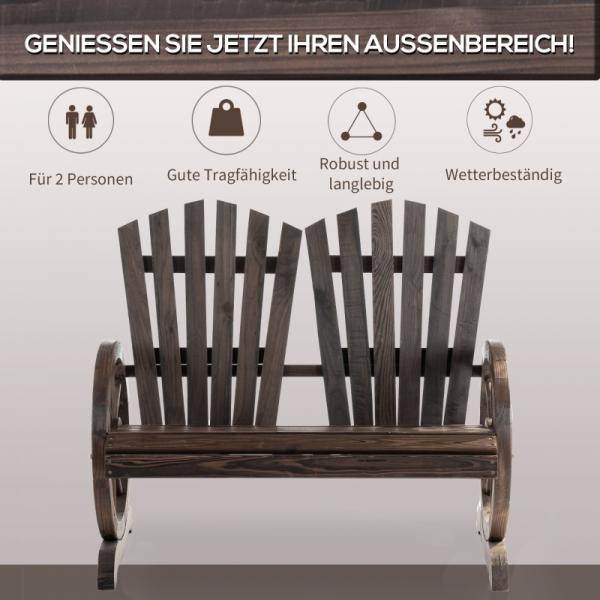 Gartenbank 2-Sitzer Rustikal Dunkelbraun