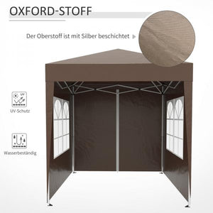 Faltpavillon, Schnellaufbau, 4 Seitenwände, 2 grosse Fenster, Stahlrahmen, schwarz, 2x2m