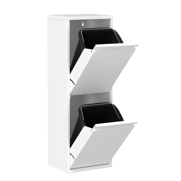 Abfalleimer Metall 2 Fächer 34L weiss