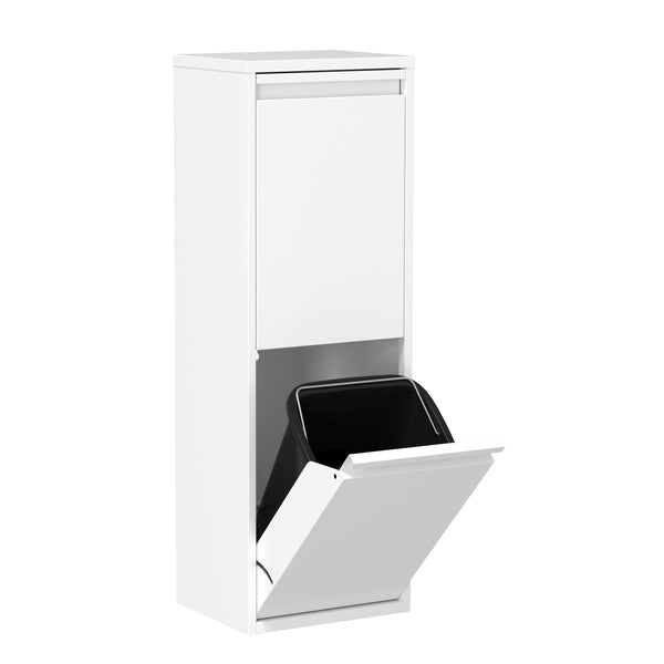 Abfalleimer Metall 2 Fächer 34L weiss