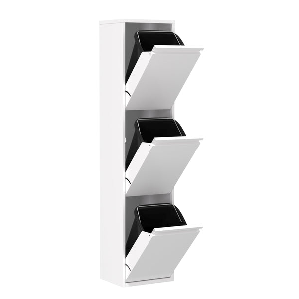Abfalleimer Metall 3 Fächer 51L weiss