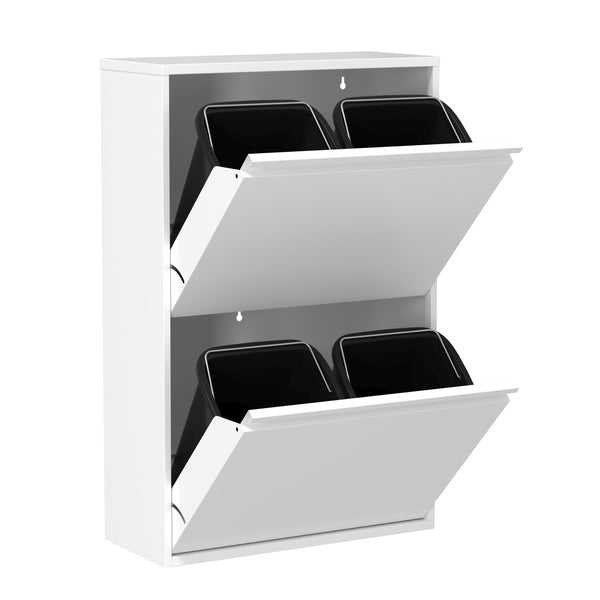 Abfalleimer Metall 4 Fächer 68L weiss