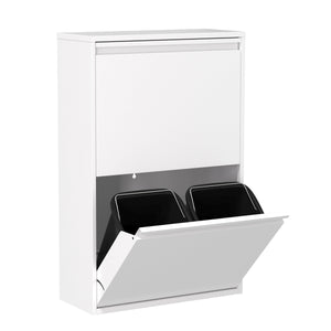 Abfalleimer Metall 4 Fächer 68L weiss