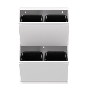 Abfalleimer Metall 4 Fächer 68L weiss
