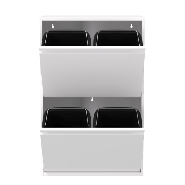 Abfalleimer Metall 4 Fächer 68L weiss
