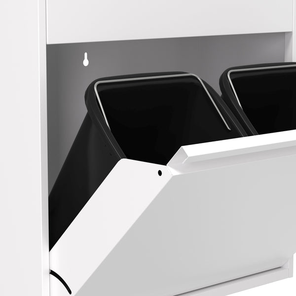 Abfalleimer Metall 4 Fächer 68L weiss