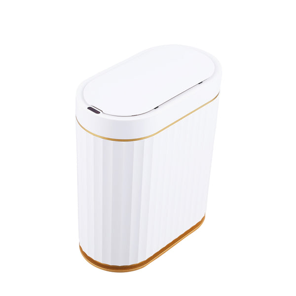 Poubelle à capteur blanche/dorée de 7 L