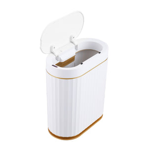 Poubelle à capteur blanche/dorée de 7 L