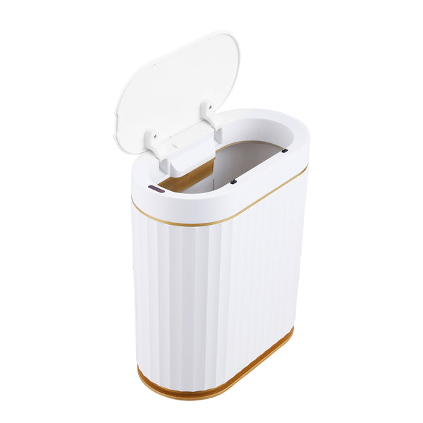 Poubelle à capteur blanche/dorée de 7 L