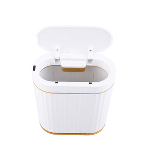 Poubelle à capteur blanche/dorée de 7 L