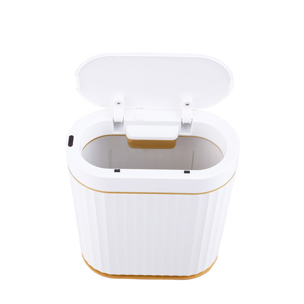 Poubelle à capteur blanche/dorée de 7 L