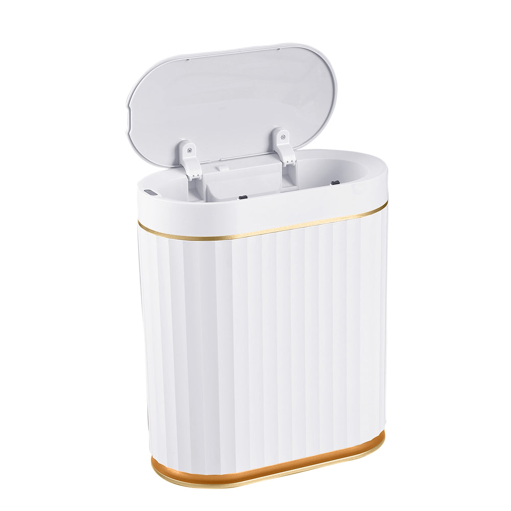 Poubelle à capteur blanche/dorée de 7 L