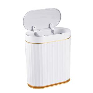 Poubelle à capteur blanche/dorée de 7 L